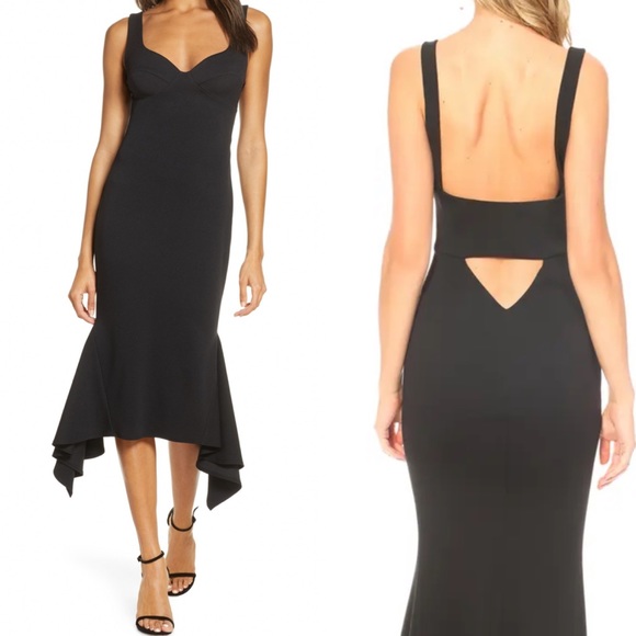 Katie May Dresses & Skirts - Katie May Flamenco Draped Hem Midi Dress Black M